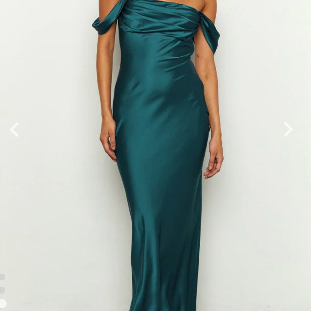 Beginning Boutique Ella Off the Shoulder Dress in Teal